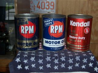 (2) Vintage One Quart Motor Oil Cans,  Rpm