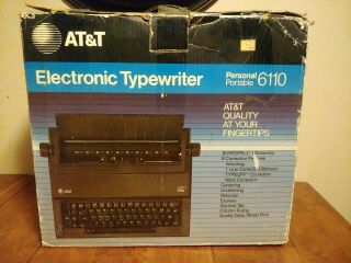 Vintage At&t Electronic Typewriter Personal Portable 6110 With Box
