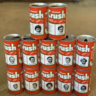Very Rare Orange Crush Soda Steel Cans Denver Broncos Football Team 1970’s Early