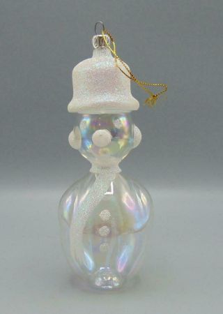 Vintage Hand Blown Glass Snowman Frosted Hat Christmas/holiday Ornament