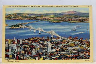California Ca San Francisco Oakland Bay Bridge Shore Postcard Old Vintage Card
