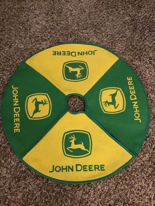 24” Diameter Yellow & Green John Deere Christmas Tree Skirt - John Deere Licensed