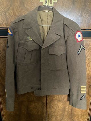 Vtg U.  S.  Wwii Ww2 1944 Army Enlisted Mens Uniform Ike Jacket W/patches Size 36 R