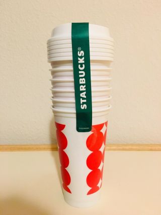 Starbucks Reusable To - Go Cups 16 Oz 6 - Pack White & Red Bpa