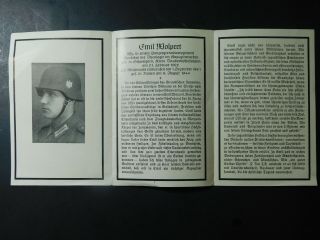 Ww2 German Death Card; Uffz Pzgren Regt,  Kia Italy 1944.  - - 673