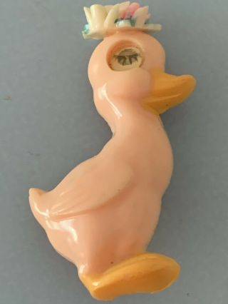 Vintage Easter Winking Eye Duck With Easter Bonnet Pin