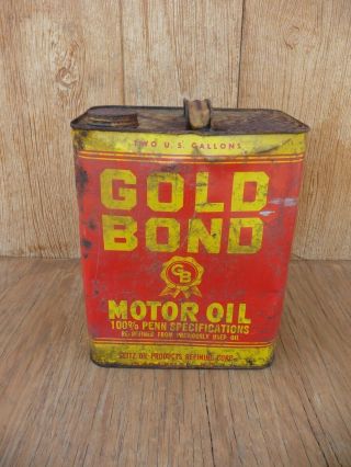 Vintage Gold Bond Motor Oil Can 2 Gallon Metal Can Syracuse Ny