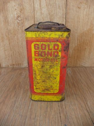 Vintage GOLD BOND Motor Oil Can 2 Gallon Metal Can Syracuse NY 2