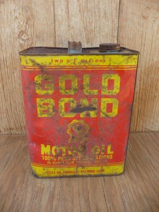 Vintage GOLD BOND Motor Oil Can 2 Gallon Metal Can Syracuse NY 3