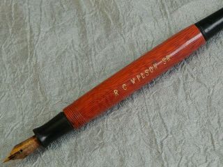 Vintage Parker Pen Duofold Fountain Desk Pen Striped Orange 08 - R