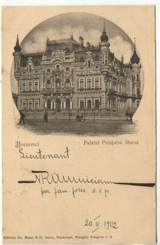 Roumanie - Romania - Old Postcard - Bucarest Bucuresti Palatul Printului Sturza