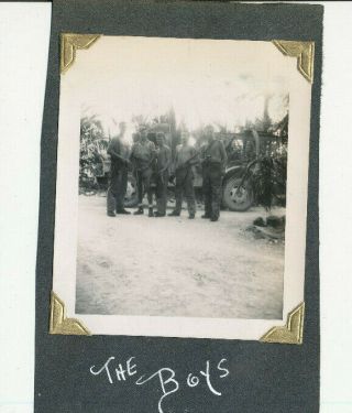 1943 Wwii Usmc Vmsb - 133 Palmyra Island Photo Marines Armed At Bomb Truck