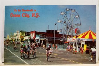 Jersey Nj Ocean City Boardwalk Bicycle Riding Postcard Old Vintage Card View