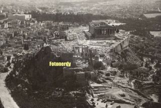 Wwii German Photo Luftwaffe Aerial View Acropolis Of Athens Greece In 1942