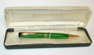 Vintage 1920`s Parker Duofold Jade Green Mechanical Pencil W/case