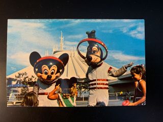Walt Disney World Mickey Mouse Goofy Welcome To The Future Postcard Old Vintage