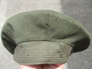 U.  S.  Marine Corps Wwii Dark Od Wool Officers Visor Hat Top Size Marked 7 & 1/8
