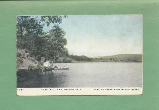 Electric Lake In Oneonta,  Ny On Vintage 110 - Year Old Postcard