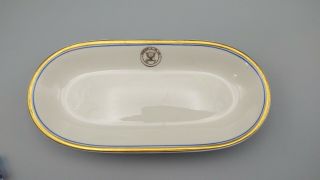 Wwii Or Later Us Navy China Butter Dish - Usn Crest - Gold Trim
