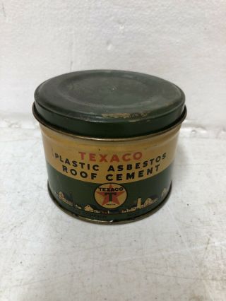 Rare Vintage Texaco 1920’s Plastic Asbestos Roof Cement Advertising Tin Full