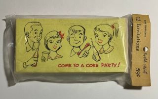 White & Wyckoff Come To A Coke Party Invitations W/ Envelopes Vintage 12 Nip