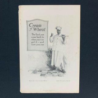 1918 Cream Of Wheat Nat Geo Mag Print Ad Black Americana Baker Chef 10 " Vintage