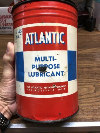 Vintage Atlantic Lubricant Gasoline Oil Tin Advertising Can Not Sign
