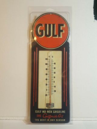 Vintage Style Gulf Thermometer Metal Wall Sign Gas & Oil Shop Man Cave Plaque