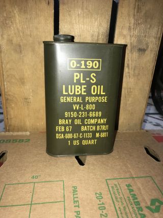 Rare Vintage Bray Oil Feb 1967 (1) Quart Pl - S Lube Oil General Purpose