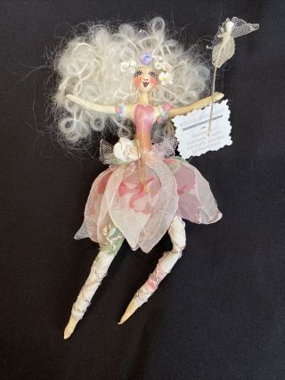 Paper Mache Flower Fairy Ornament By Jean Shackelford Pink