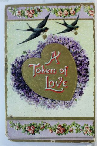Greetings A Token Of Love Postcard Old Vintage Card View Standard Souvenir Post