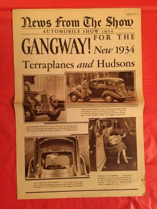 1934 Hudson " Terraplanes & Hudsons " Car Dealer Showroom Sales Brochure