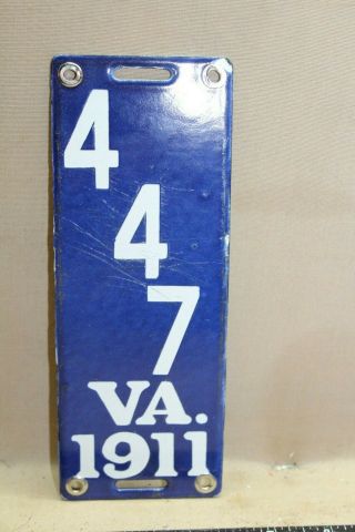 Virginia 447 Motorcycle Porcelain Metal License Plate Sign Gas Oil