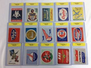 Complete Set Of (15) 1953 General Mills Wheaties Airline Stickers Advertising