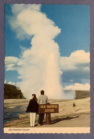 Real Photo:old Faithful Geyser Yellowstone National Park Wyoming 1970s Vintage