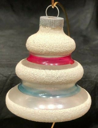 Vintage Frosted Shiny Brite Atomic Ufo Space Age Ornament 3 " Tall