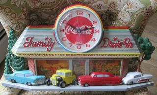 Vintage Coca Cola Clock 1988 Drive in Deuce Coupe Burwood USA 2