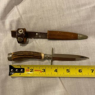 Vintage Voss Cutlery 3 " Dagger Letter Opener Made In Germany W Leather Sheath