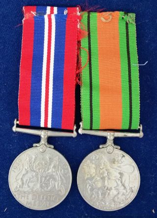 Pair British Medal Ribbons Wwii Defense Medal