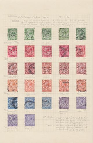 Gb Stamps King George V 1912 - 22 Issues Part 1 On Old Album Page