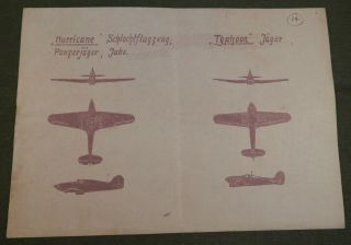 Wwii / Ww2 German Military,  British R.  A.  F.  Fighter Plane Identification Document