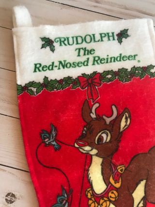 Vintage Rudolph The Red Nosed Reindeer Felt Christmas Stocking By Applause EUC 2