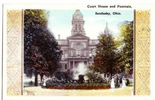 Old Sandusky Ohio Postcard Court House Art Deco C1910