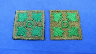 Two German Made 4th Inf Div Patches - Slight Difference Green Shade