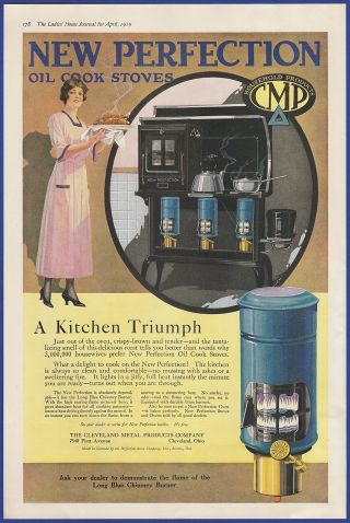Vintage 1919 Perfection Oil Cook Stoves Kitchen Appliance Art Decor Print Ad