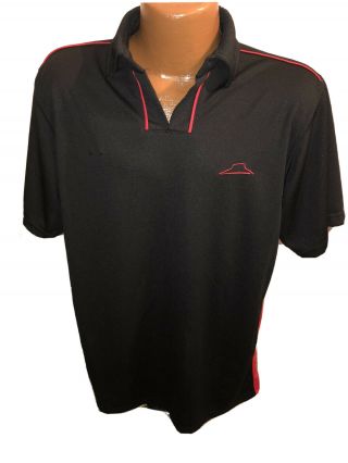 Pizza Hut Employee Polo Golf Black & Red Uniform Iq Apparel Shirt Size Medium
