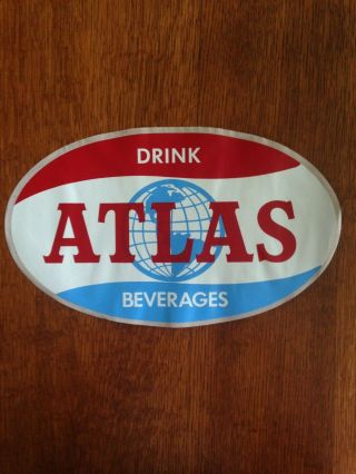 Vintage Atlas Beverages Soda Pop Decal Sticker 12.  75 Inches By 7.  5 Inches Rare