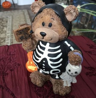 Halloween Bear In Skeleton Costume Figurine 2