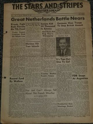 Wwii Stars And Stripes Newspaper Dated September 30,  1944 Krauts Fight Back