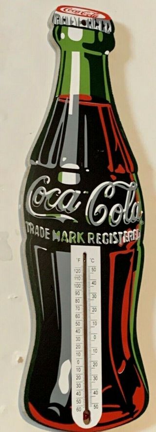 Vintage Wooden Coke Thermometer Coca - Cola Trademark Registered